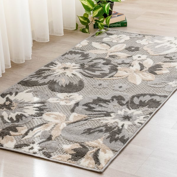 Madagascar Pansy 80 x 150 cm Zymta Decorative Carpet - Grey / White / Beige / Anthracite