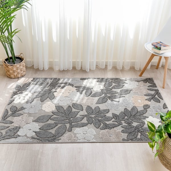 Madagascar Stem 120 x 180 cm Zymta Decorative Carpet - Grey / Anthracite / White / Beige