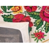 Zymta Roses 160 x 230 Cm Velvet Elastic Carpet Cover - Light Beige / Red / Green