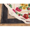 Zymta Roses 160 x 230 Cm Velvet Elastic Carpet Cover - Light Beige / Red / Green