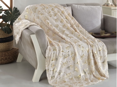 1 Piece Shine 06 Double Layered Double Blanket Wellsoft 220 x 240 cm - Ecru / Gold