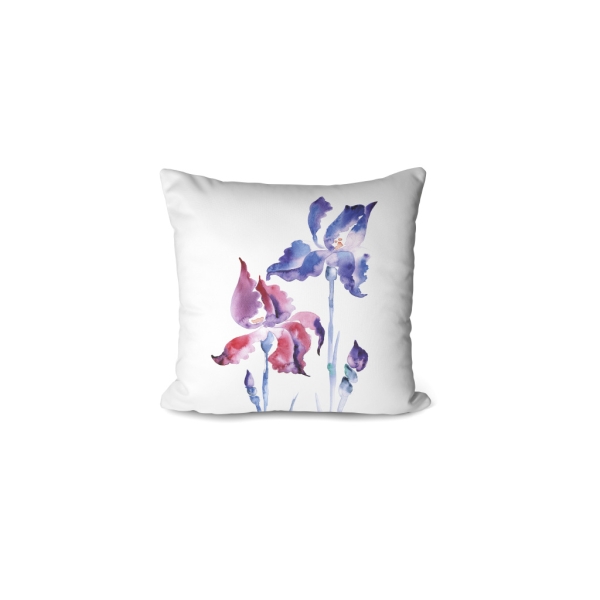 Cover Cushion Printed Iris 45 x 45 Cm - White / Purple / Indigo