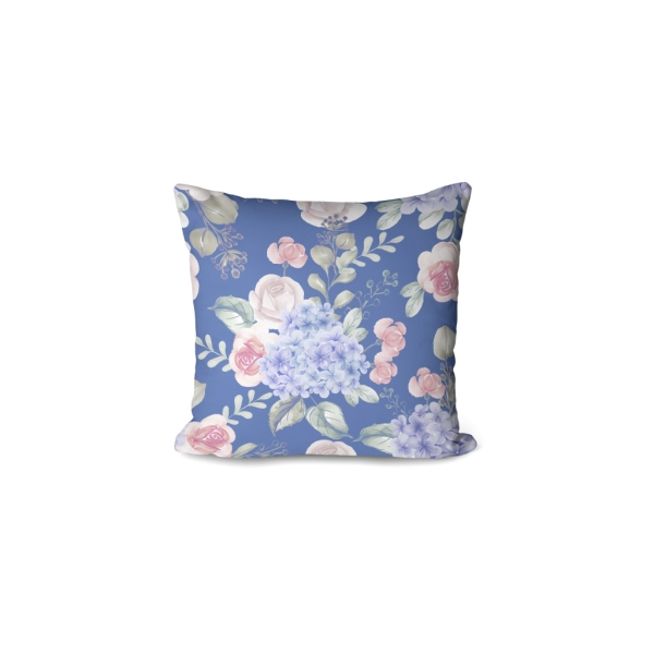 Cover Cushion Printed Hydrangea 45 x 45 Cm - Dark Blue / Purple / Green