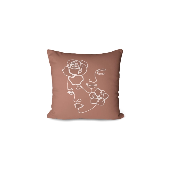 Cover Cushion Printed Couple 45 x 45 Cm - Light Brown / Light Pink