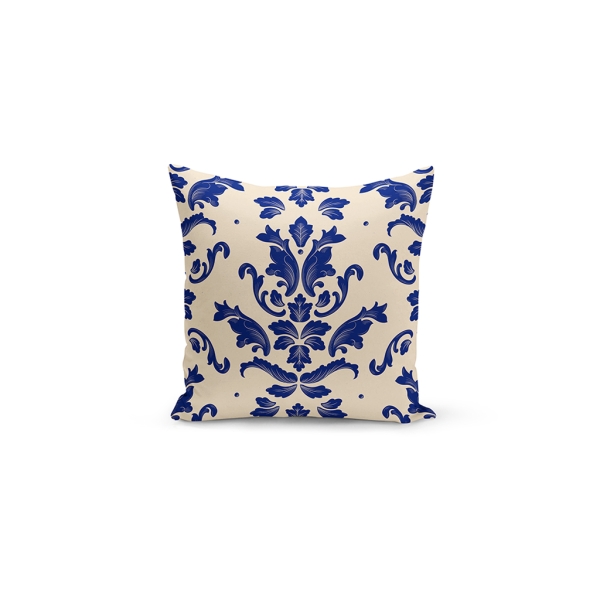 Cover Cushion Printed Symmetric 43 x 43 Cm - Beige / Navy Blue
