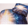 3 Pieces Decorative 3D Printed Outer Space Double Bedspread 240 x 260 cm - Yellow / Dark Blue