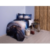 3 Pieces Decorative 3D Printed Outer Space Double Bedspread 240 x 260 cm - Yellow / Dark Blue