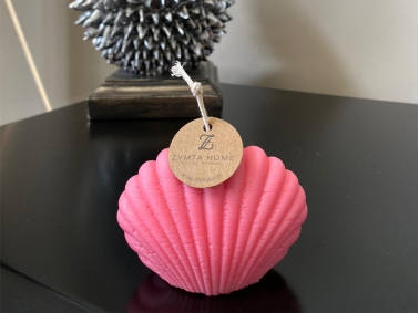 Cocktail Wax Oyster Garnet Flower Decorative Candle 6 x 8 cm - Fuchsia