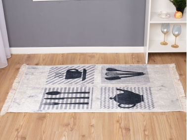 Palermo Carpet Design Decorative Kitchen Accessories 160 x 230 cm - Off White / Grey / Black