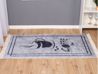 Palermo Carpet Design Decorative Coffee Time 80 x 150 cm - Grey / Black