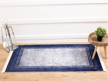Mosta Carpet Design Decorative Rectangles 80 x 150 cm - Navy Blue / Dark Blue / Grey