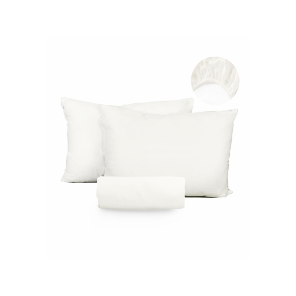 3 Pieces Istanbul King Size Fitted Sheet Set 200 x 200 + 30 Cm - Off White