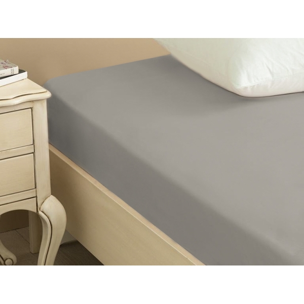 Flat Combed Cotton King Linen Sheet Set 180 x 200 Cm - Grey