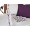 4 Pieces Ametist Cotton Single Duvet Cover Set 160 x 220 Cm - White / Purple