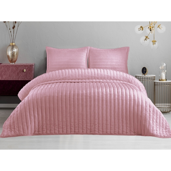 3 Pieces Doux sdbs 12 Double Wellsoft Bedspread Set 230 x 260 Cm - Pink