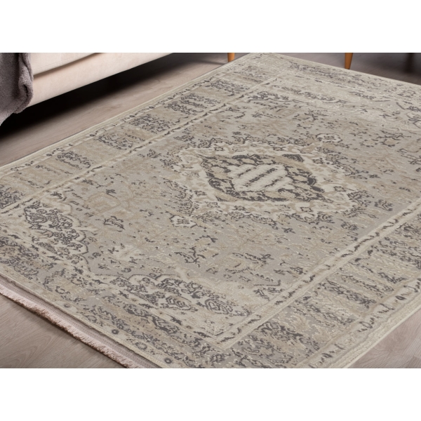 Paris Moroccan 80 x 150 cm Zymta Winter Carpet - Dark Beige / Grey