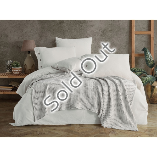 1 Piece Washed Waffle Double Bedspread 220 x 230 cm - White
