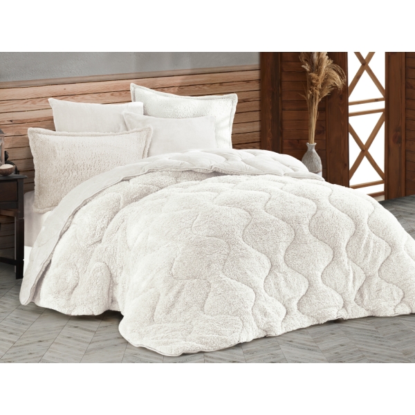 Soft Sherpa Single Bedspread 160 x 220 cm ( 300 GSM ) - Cream