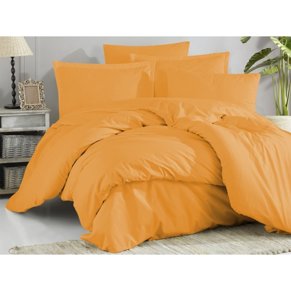 6 Pieces Plain Cotton Double Duvet Cover Set 200 x 220 cm - Orange