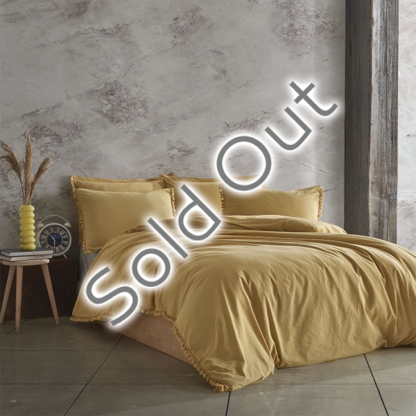 4 Pieces Nil Cotton Double Duvet Cover Set 200 x 220 cm - Mustard