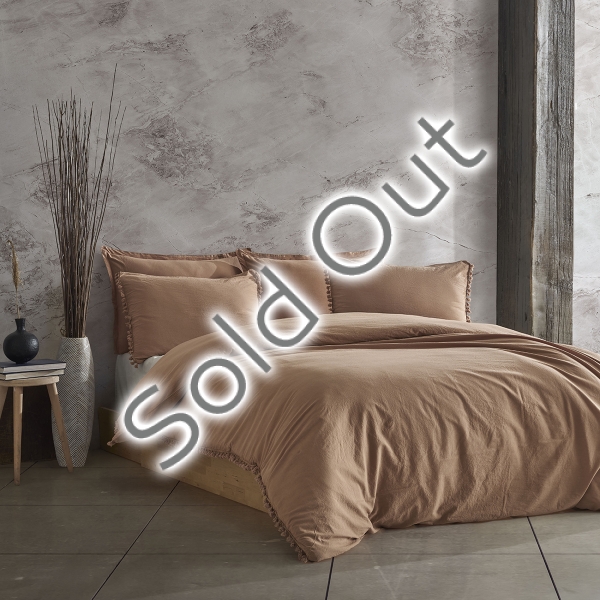 3 Pieces Nil Cotton Single Duvet Cover Set 160 x 220 cm - Brown