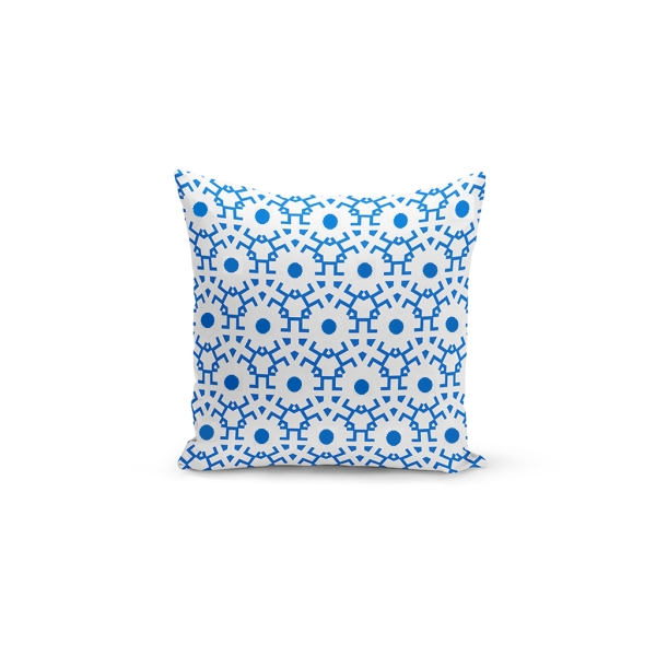 Cover Cushion Printed Pointed 43 x 43 Cm - White / Blue