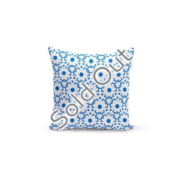 Cover Cushion Printed Pointed 43 x 43 Cm - White / Blue