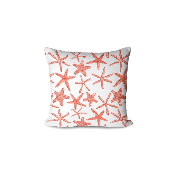 Cover Cushion Printed Sea Stars 43 x 43 Cm - White / Dark Orange