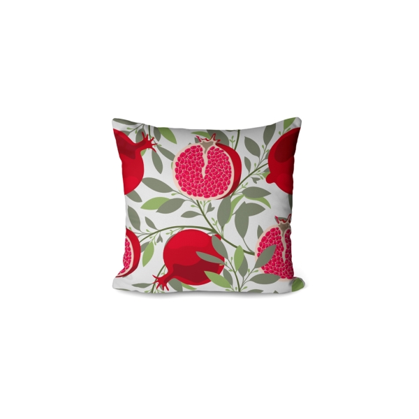 Cover Cushion Printed Pomegranate 43 x 43 Cm - Grey / Green / Red