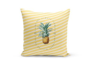 Cover Cushion Printed Pineapple 43 x 43 Cm - Yellow / White / Green
