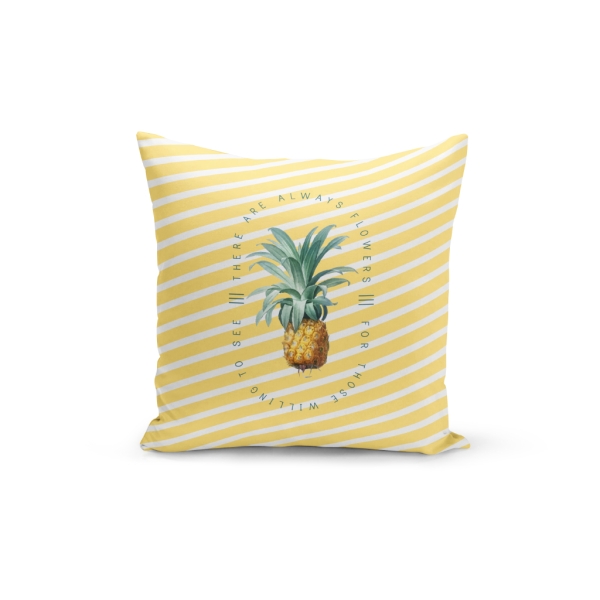 Cover Cushion Printed Pineapple 43 x 43 Cm - Yellow / White / Green