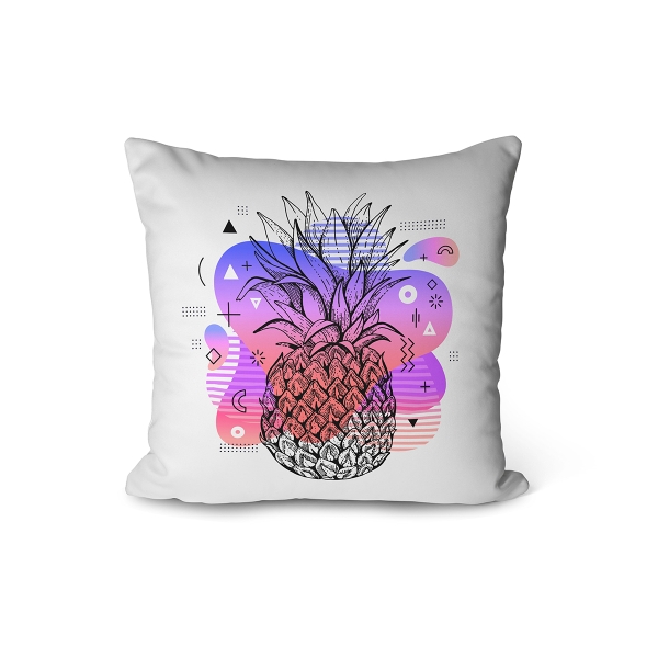 Cover Cushion Printed Pineapple 43 x 43 Cm - Purple / White