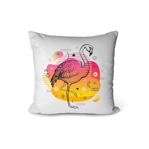 Cover Cushion Printed Goose 43 x 43 Cm - Pink / Yellow