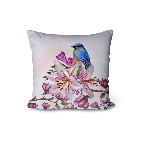 Cover Cushion Printed Canary 43 x 43 Cm - Navy Blue / White / Pink
