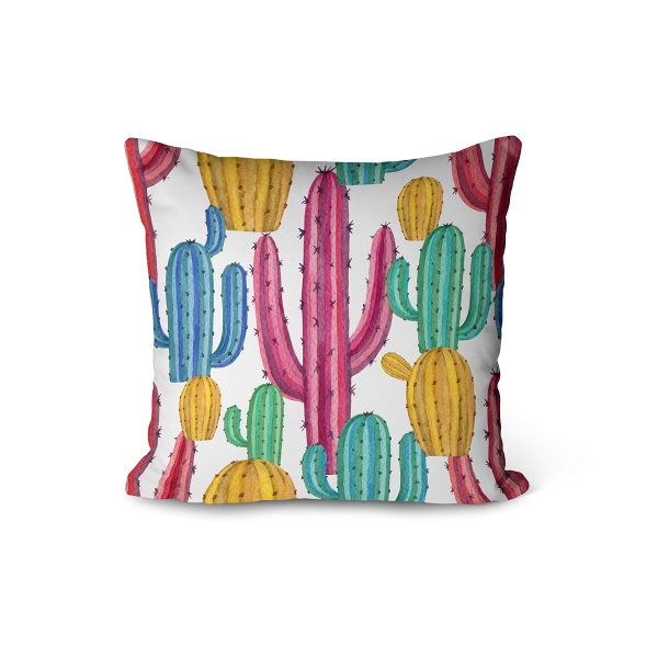 Cover Cushion Printed Cactus 43 x 43 Cm - Mustard / Pink