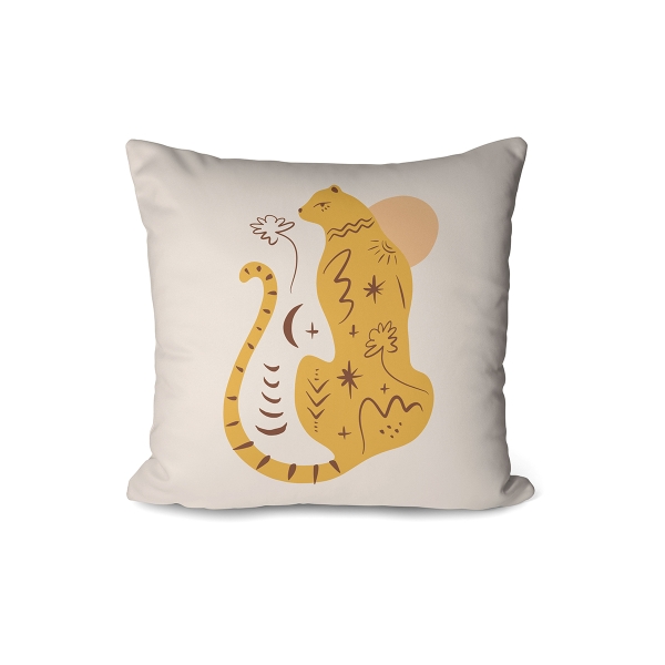 Cover Cushion Printed Cheetah 43 x 43 Cm - Mustard / Brown / White
