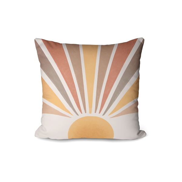 Cover Cushion Printed Sun Rays 43 x 43 Cm - Mustard / White / Brown / Salmon