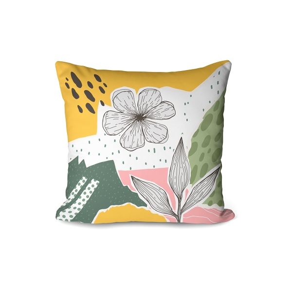 Cover Cushion Printed Atmosphere 43 x 43 Cm - Pink / Grey / Olive Green / Mustard