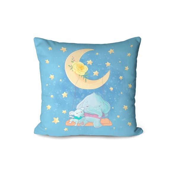Cover Cushion Printed Dumbo 43 x 43 Cm - Blue / Tile / Yellow