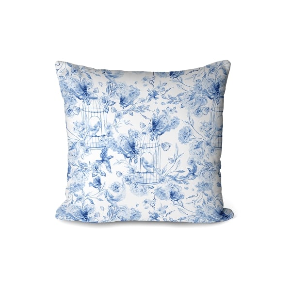 Cover Cushion Printed Cagey 43 x 43 Cm - Blue / White 