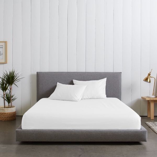 2 Pieces Basic Cotton Ranforce Single Fitted Sheet Set 120 x 200 + 30 cm - White
