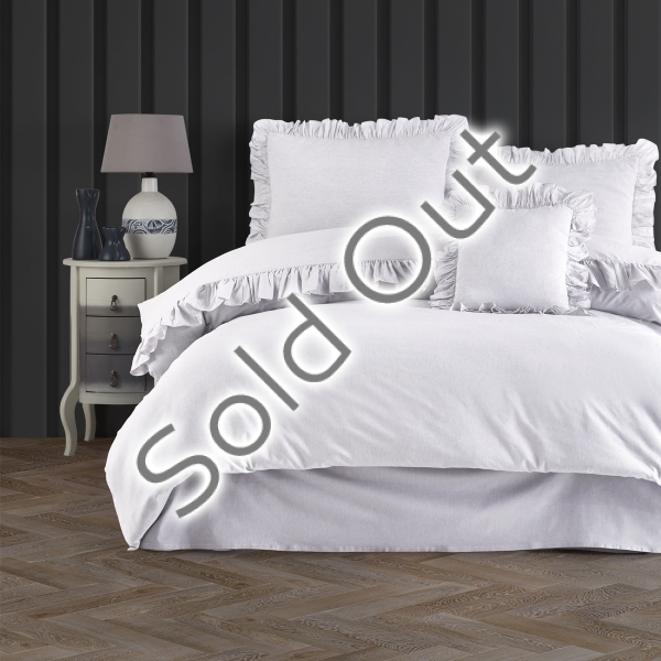 5 Pieces Ferenta Cotton King Size Duvet Cover Set 220 x 240 cm - White