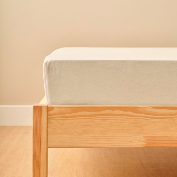 180 x 200 x 35 cm Cotton Satin King Fitted Sheet - Cream