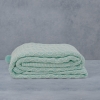 Polka Double Pompom Knitted Blanket 220 x 240 cm - Aqua Green / White