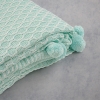 Polka Double Pompom Knitted Blanket 220 x 240 cm - Aqua Green / White