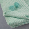 Polka Double Pompom Knitted Blanket 220 x 240 cm - Aqua Green / White