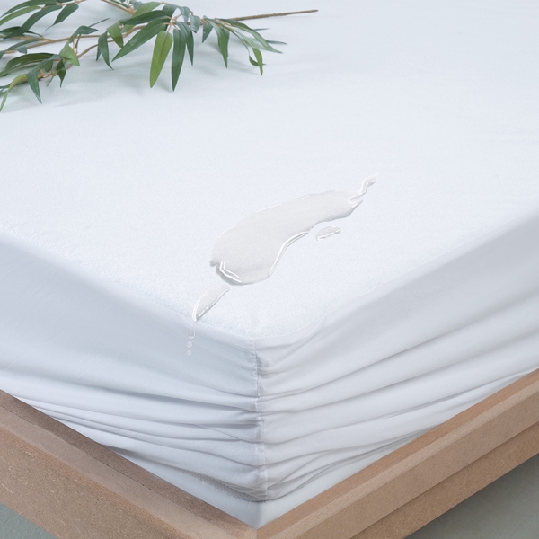 100 x 200 cm Bamboo Liquid Proof Knitting Double Mattress Protector - White