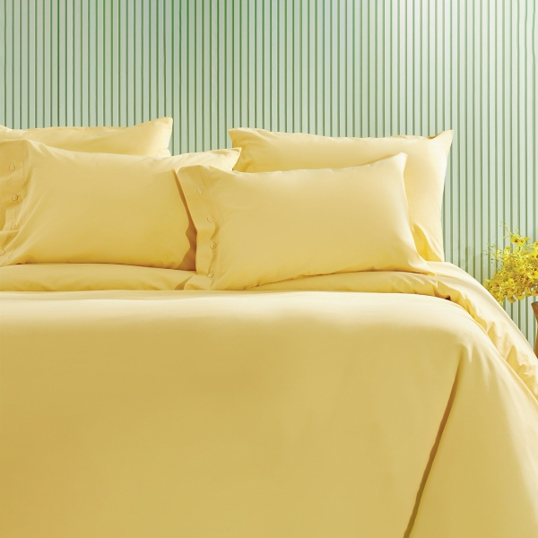4 Pieces Plain Cotton Double Duvet Cover Set 200 x 220 cm - Yellow