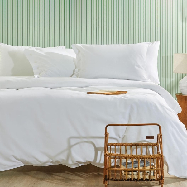 4 Pieces Plain Cotton Double Duvet Cover Set 200 x 220 cm - Optical White