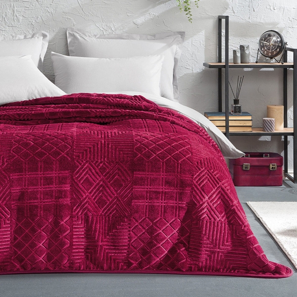 Aeva Emboss 200 x 220 cm Double Blanket - Violet